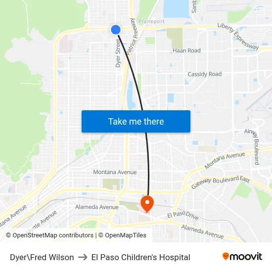 Dyer\Fred Wilson to El Paso Children's Hospital map