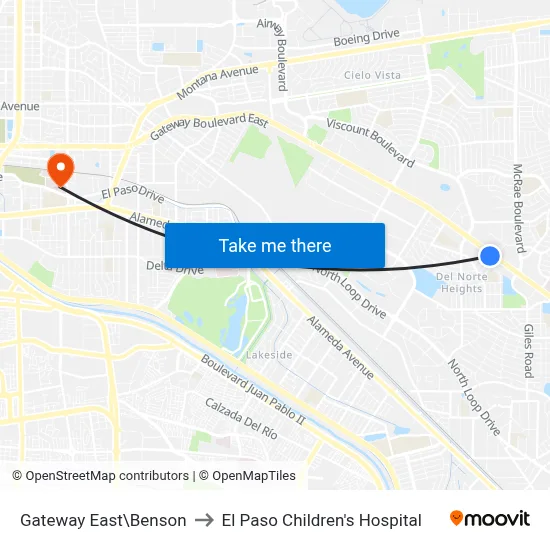 Gateway East\Benson to El Paso Children's Hospital map