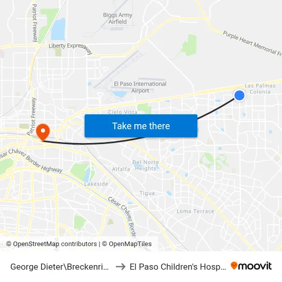 George Dieter\Breckenridge to El Paso Children's Hospital map
