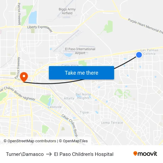 Turner\Damasco to El Paso Children's Hospital map