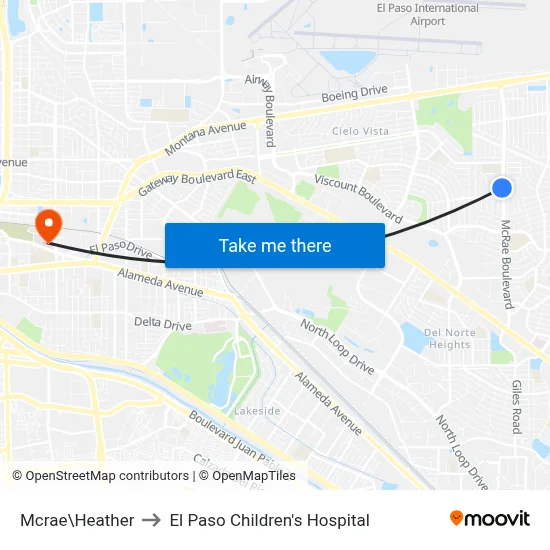 Mcrae\Heather to El Paso Children's Hospital map