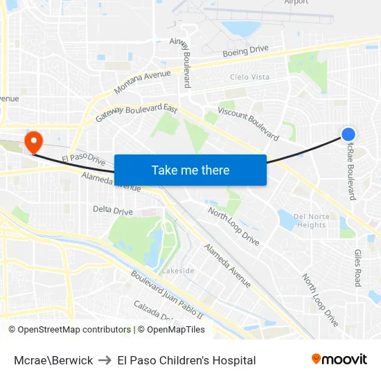 Mcrae\Berwick to El Paso Children's Hospital map