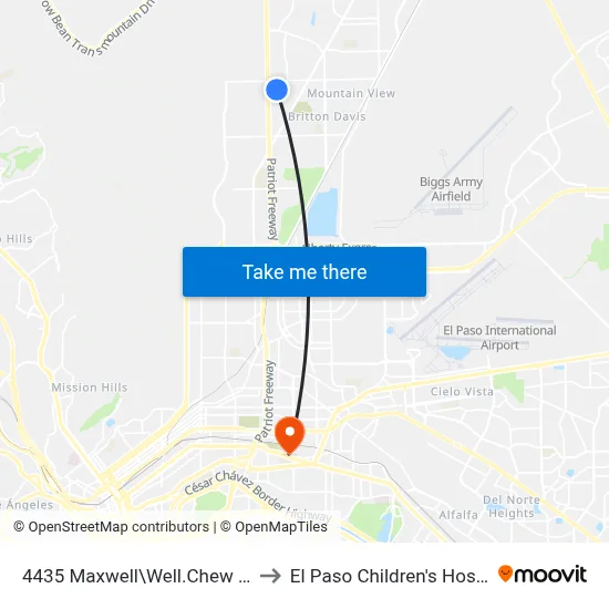 4435 Maxwell\Well.Chew Cntr. to El Paso Children's Hospital map