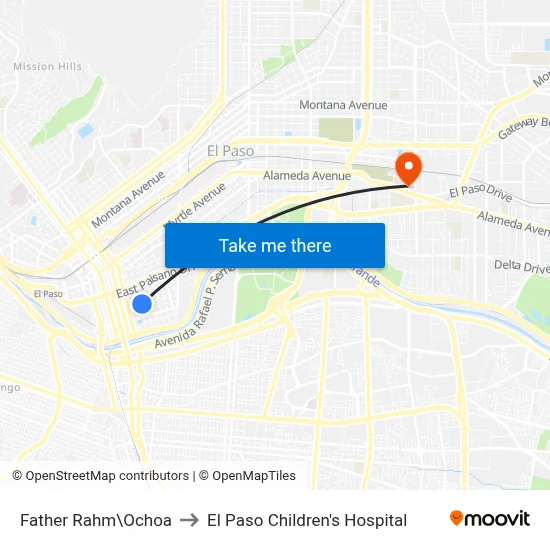 Father Rahm\Ochoa to El Paso Children's Hospital map