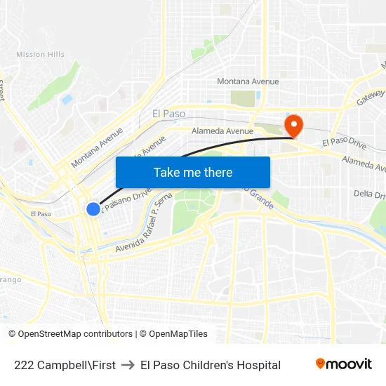 222 Campbell\First to El Paso Children's Hospital map