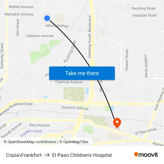 Copia\Frankfort to El Paso Children's Hospital map