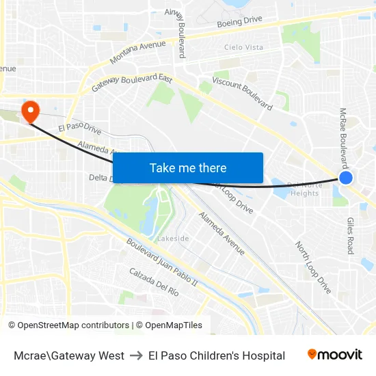 Mcrae\Gateway West to El Paso Children's Hospital map