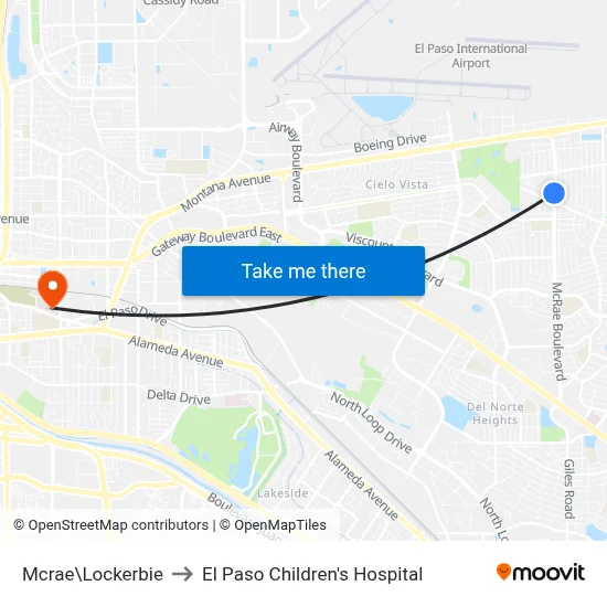 Mcrae\Lockerbie to El Paso Children's Hospital map