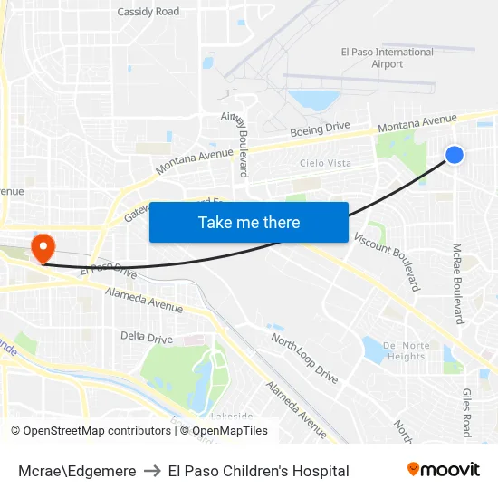 Mcrae\Edgemere to El Paso Children's Hospital map