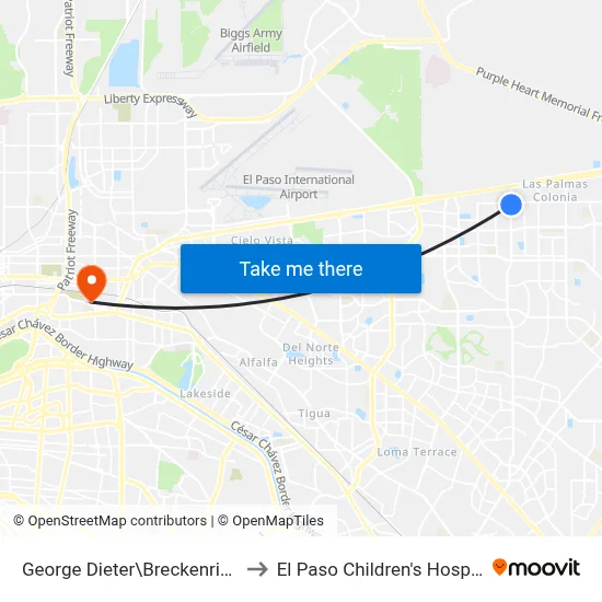 George Dieter\Breckenridge to El Paso Children's Hospital map