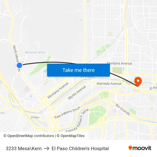 3233 Mesa\Kern to El Paso Children's Hospital map
