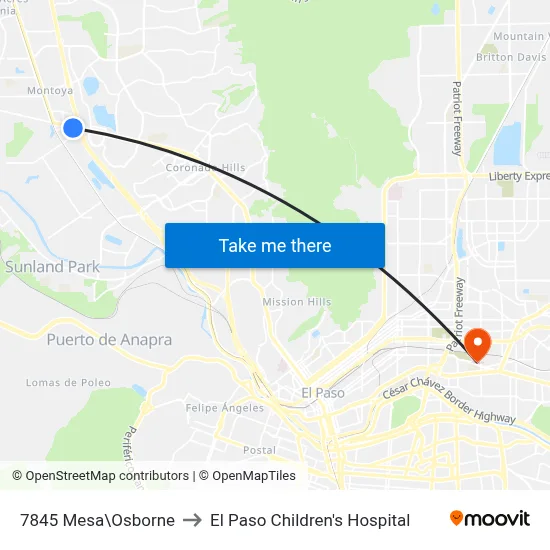7845 Mesa\Osborne to El Paso Children's Hospital map