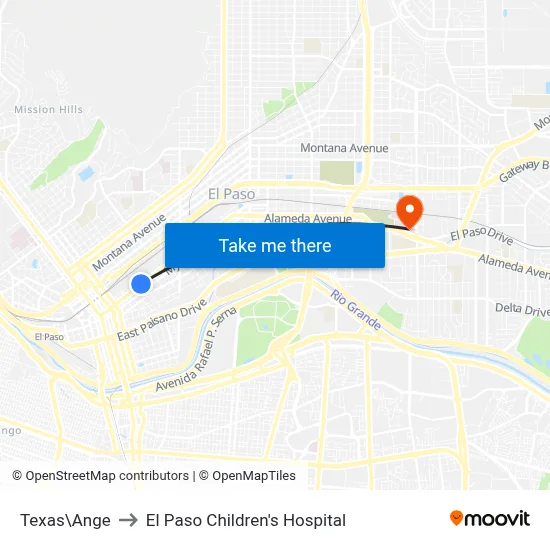 Texas\Ange to El Paso Children's Hospital map