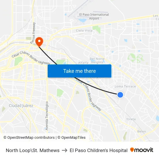 North Loop\St. Mathews to El Paso Children's Hospital map