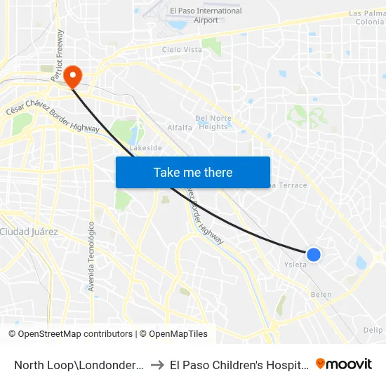 North Loop\Londonderry to El Paso Children's Hospital map