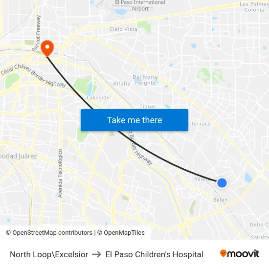 North Loop\Excelsior to El Paso Children's Hospital map