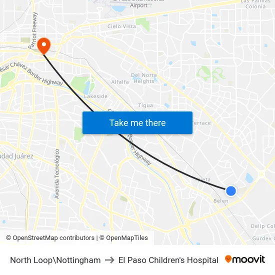 North Loop\Nottingham to El Paso Children's Hospital map