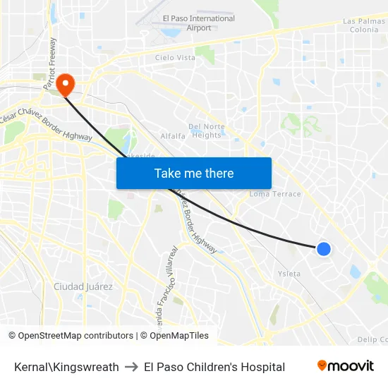 Kernal\Kingswreath to El Paso Children's Hospital map
