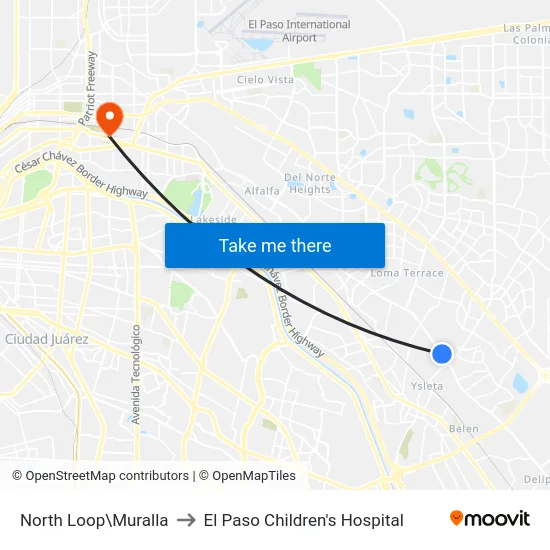 North Loop\Muralla to El Paso Children's Hospital map