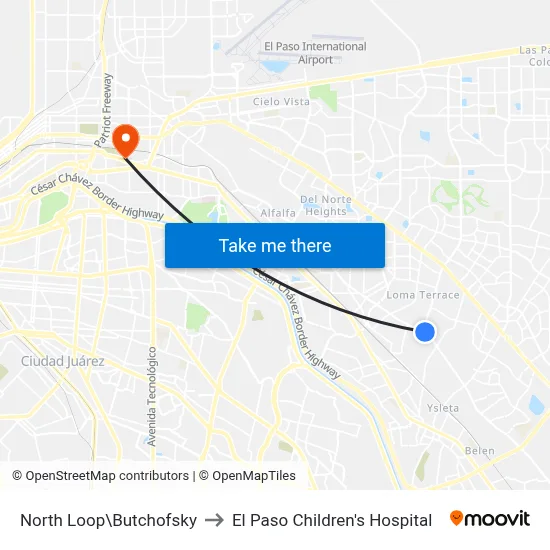 North Loop\Butchofsky to El Paso Children's Hospital map