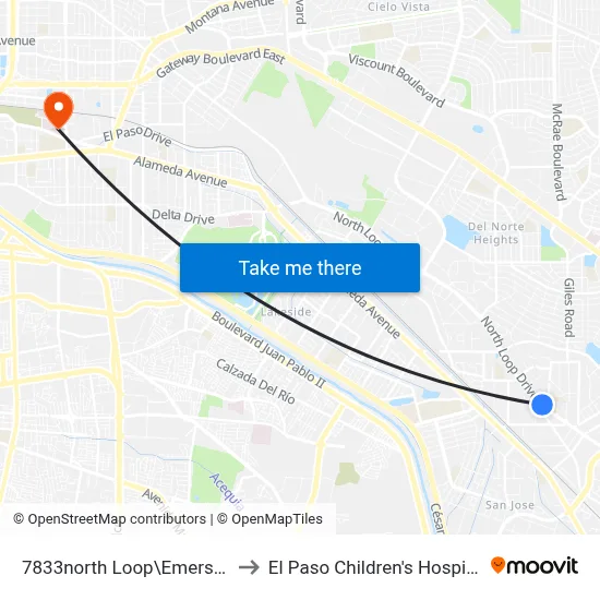 7833north Loop\Emerson to El Paso Children's Hospital map
