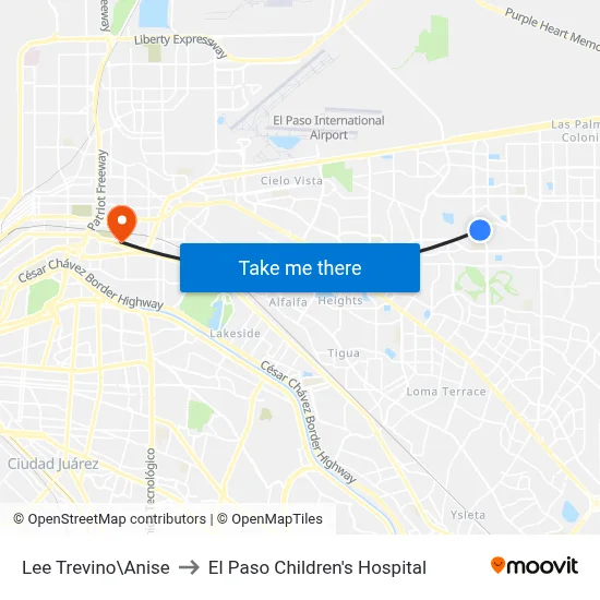 Lee Trevino\Anise to El Paso Children's Hospital map