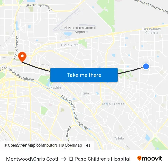 Montwood\Chris Scott to El Paso Children's Hospital map