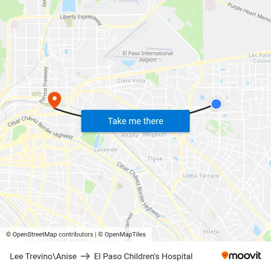 Lee Trevino\Anise to El Paso Children's Hospital map