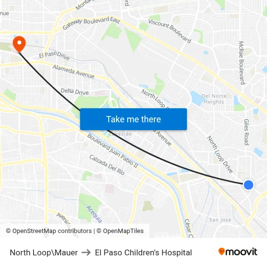 North Loop\Mauer to El Paso Children's Hospital map