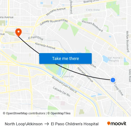 North Loop\Atkinson to El Paso Children's Hospital map