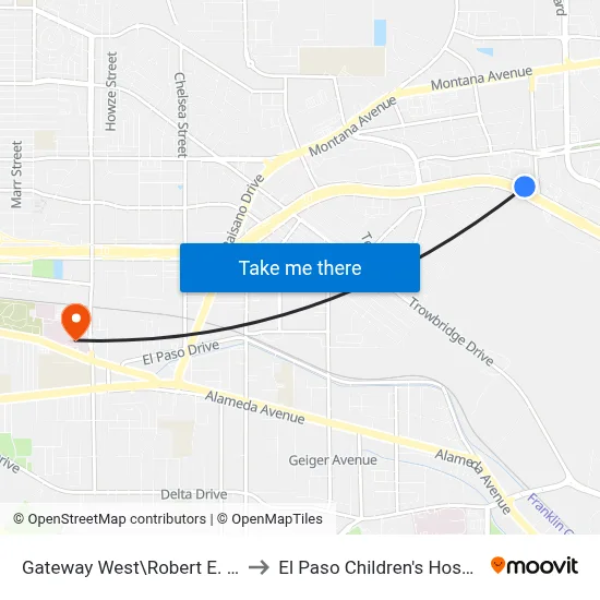 Gateway West\Robert E. Lee to El Paso Children's Hospital map