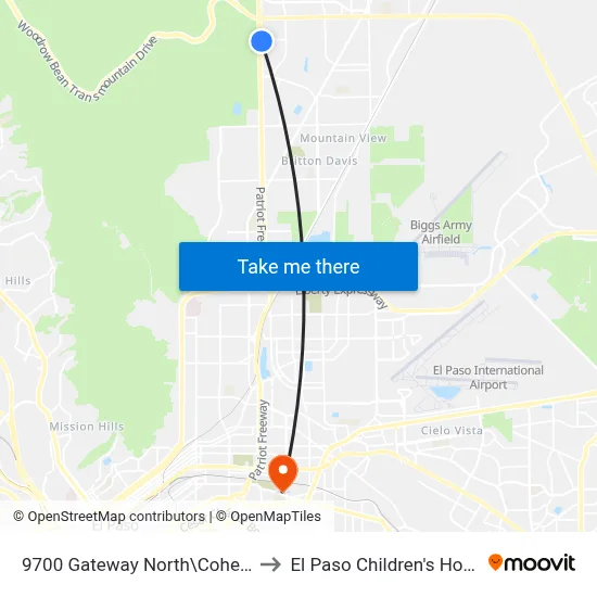 9700 Gateway North\Cohen Sta. to El Paso Children's Hospital map