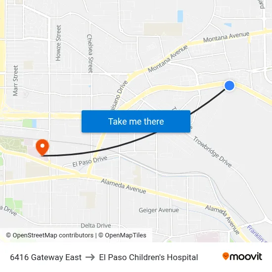 6416 Gateway East to El Paso Children's Hospital map