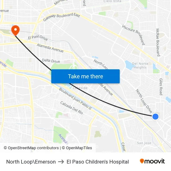 North Loop\Emerson to El Paso Children's Hospital map