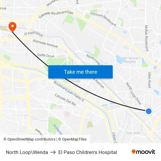 North Loop\Wenda to El Paso Children's Hospital map