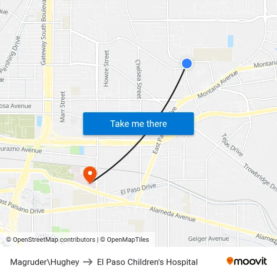 Magruder\Hughey to El Paso Children's Hospital map