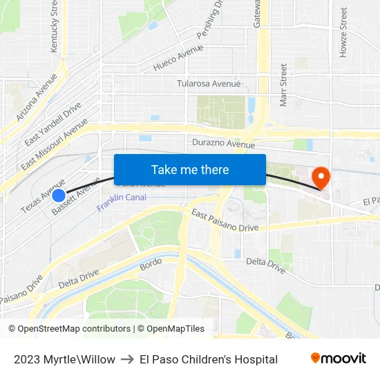 2023 Myrtle\Willow to El Paso Children's Hospital map