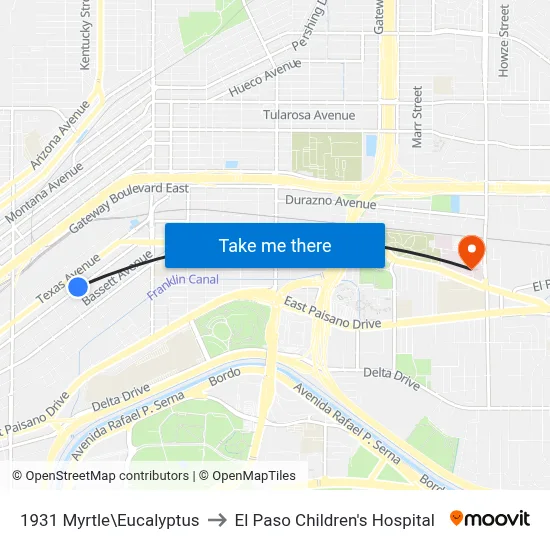 1931 Myrtle\Eucalyptus to El Paso Children's Hospital map
