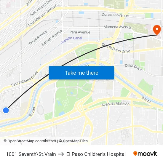 1001 Seventh\St.Vrain to El Paso Children's Hospital map