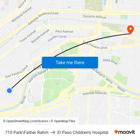 710 Park\Father Rahm to El Paso Children's Hospital map