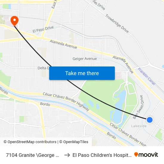 7104 Granite \George Orr to El Paso Children's Hospital map