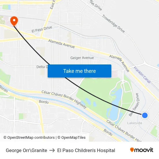 George Orr\Granite to El Paso Children's Hospital map