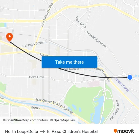 North Loop\Delta to El Paso Children's Hospital map