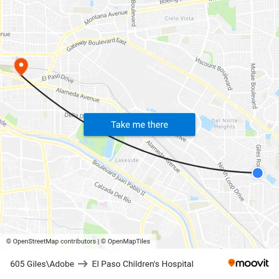 605 Giles\Adobe to El Paso Children's Hospital map