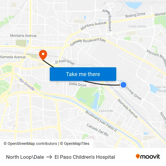 North Loop\Dale to El Paso Children's Hospital map