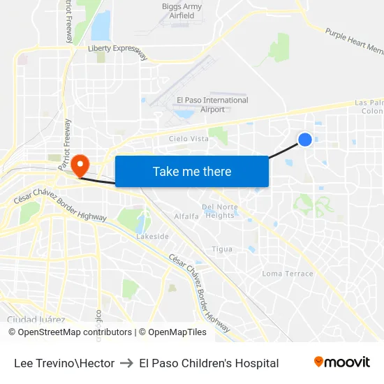 Lee Trevino\Hector to El Paso Children's Hospital map