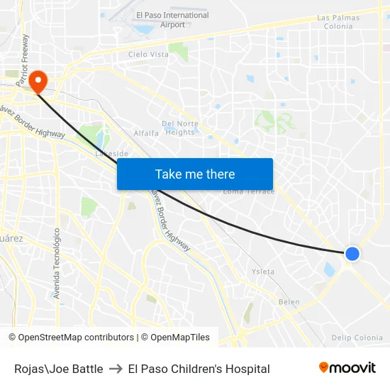 Rojas\Joe Battle to El Paso Children's Hospital map
