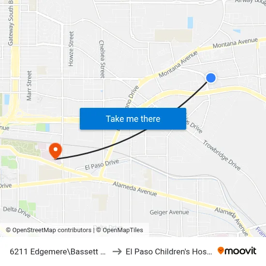 6211 Edgemere\Bassett Med. to El Paso Children's Hospital map