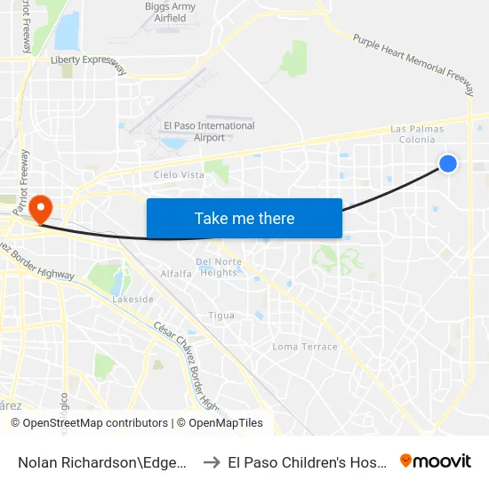 Nolan Richardson\Edgemere to El Paso Children's Hospital map