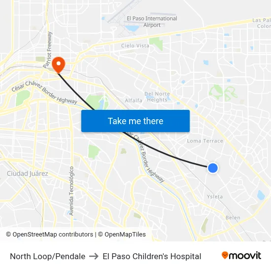 North Loop/Pendale to El Paso Children's Hospital map